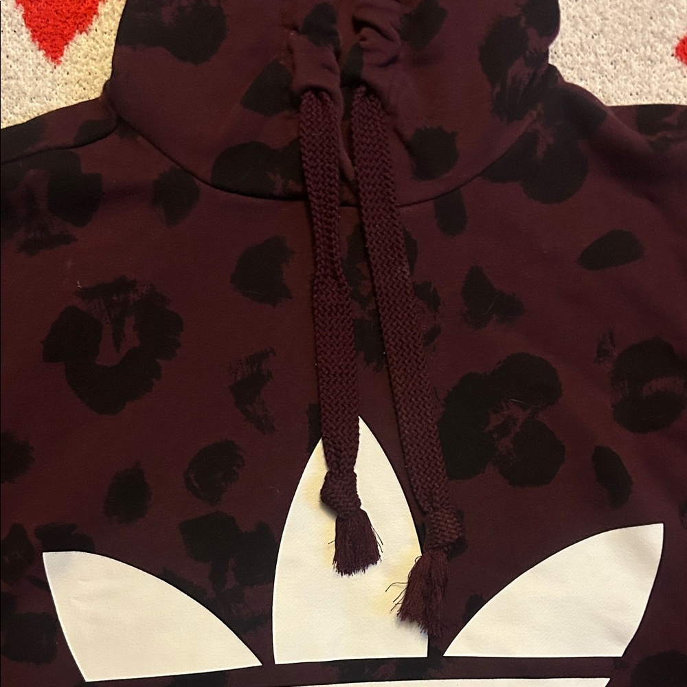 Adidas Maroon Hoodie with White Logo - Picture 3 of 5